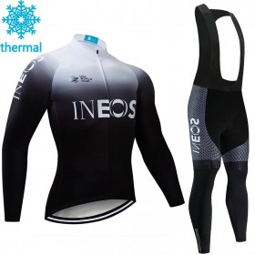 Set Fietsshirt Lange Mouw + Lange Koersbroek 2019 TEAM INEOS N003 Winter Thermal Fleece